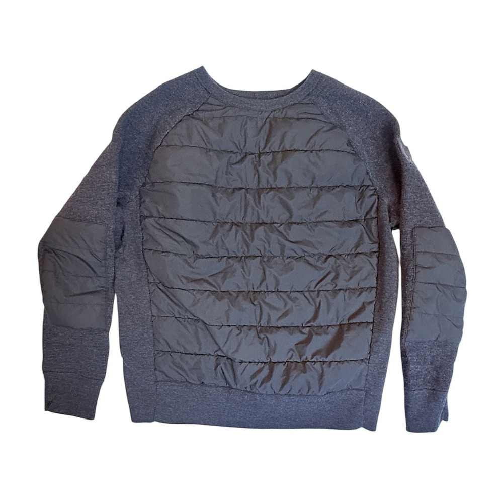 Polo Ralph Lauren Hybrid Quilted Wool Sweater Mens Size M Charcoal Grey Puffer